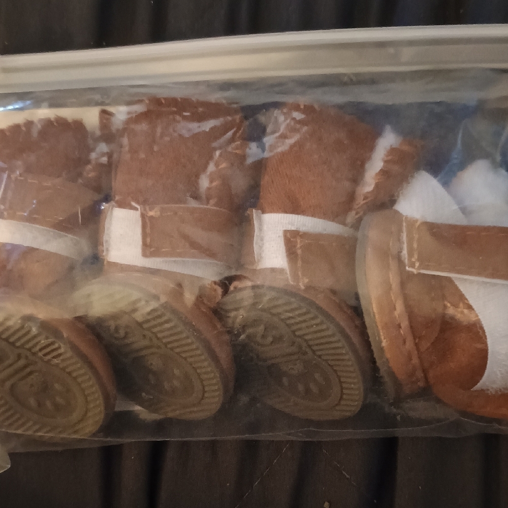 Brown Baby Booties with White Straps